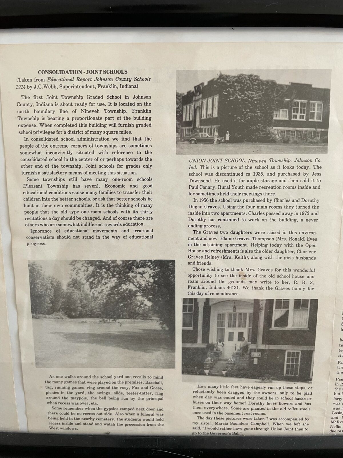 The History of Union Joint Graded School No. 9 - Schoolhouse Homestead